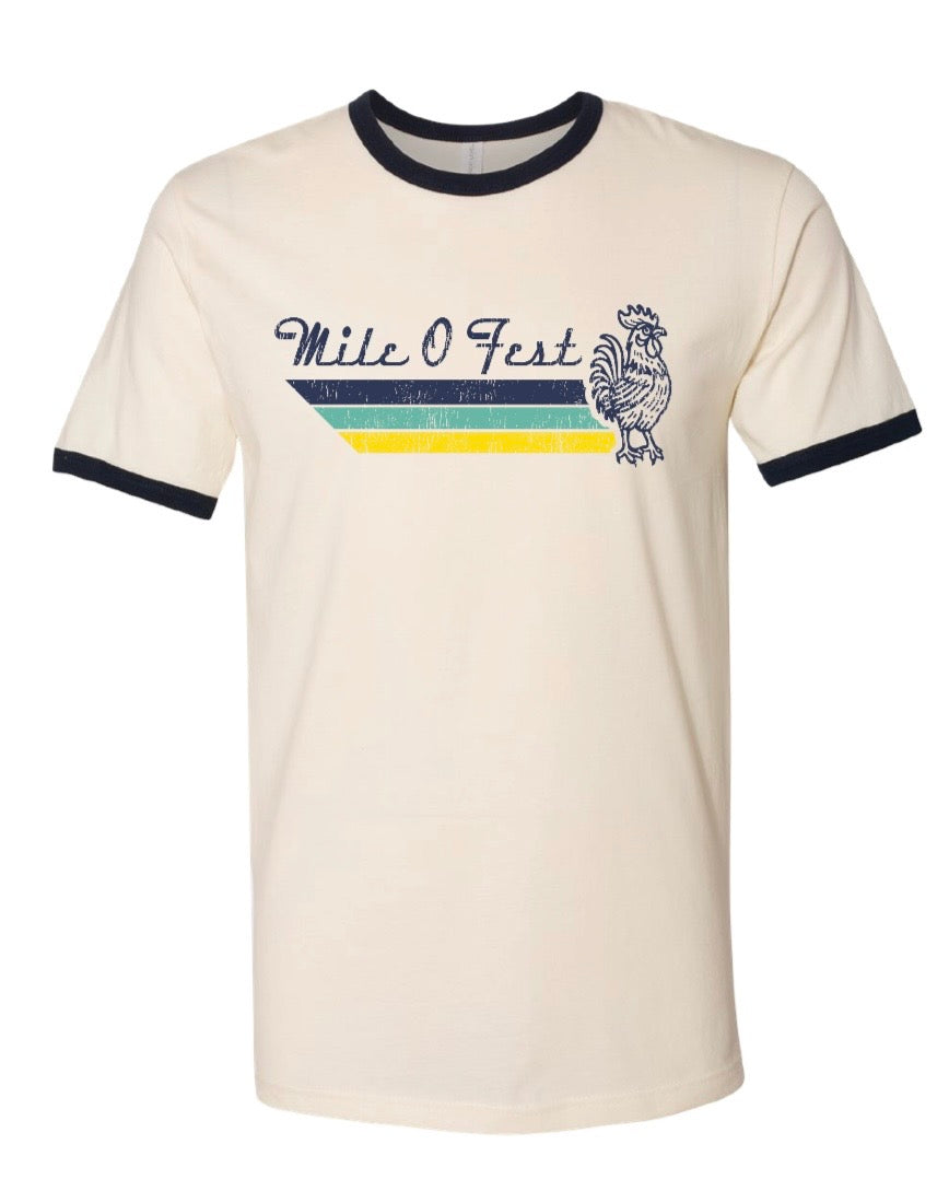 Retro Rooster Logo Ringer Tee